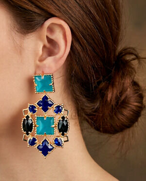 Kendra Scott Vintage Apollo dangle Earrings Cobalt Blue Turquoise